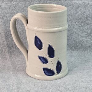 Williamsburg Pottery Hand Thrown Salt Glaze Mug Cup Stein‎ 5in Cobalt Tankard